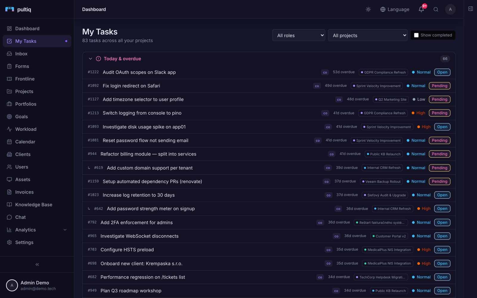My Tasks — osobný prehľad úloh